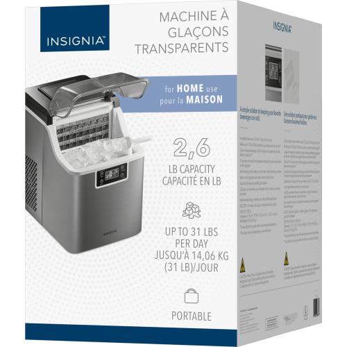 Insignia™ - Portable Clear Ice Maker with Auto Shut-off - Stainless Steel