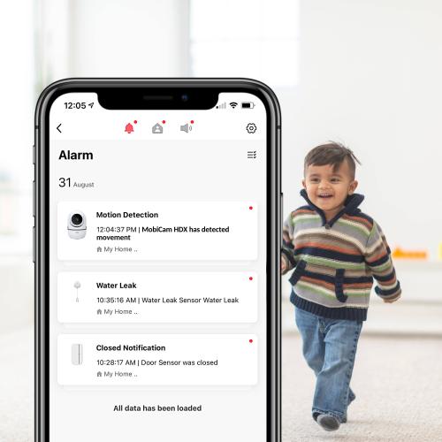 MOBI - Cam HDX Smart HD Pan & Tilt Wi-Fi Baby Monitoring Camera with 2-way Audio and Powerful Night Vision - White