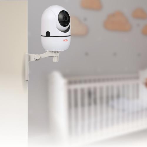 MOBI - Cam HDX Smart HD Pan & Tilt Wi-Fi Baby Monitoring Camera with 2-way Audio and Powerful Night Vision - White