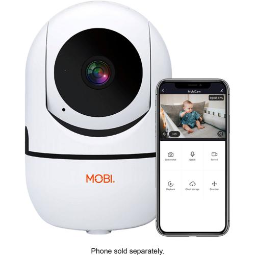 MOBI - Cam HDX Smart HD Pan & Tilt Wi-Fi Baby Monitoring Camera with 2-way Audio and Powerful Night Vision - White