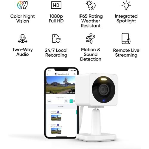 Color White Wyze - Cam OG Indoor/Outdoor Wireless 1080p Security Camera - WHITE