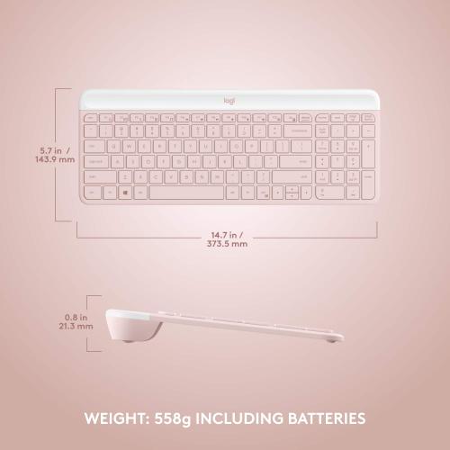 Logitech - MK470 Full-size Wireless Scissor Keyboard and Mouse Bundle for Windows with Quiet clicks - Rose
