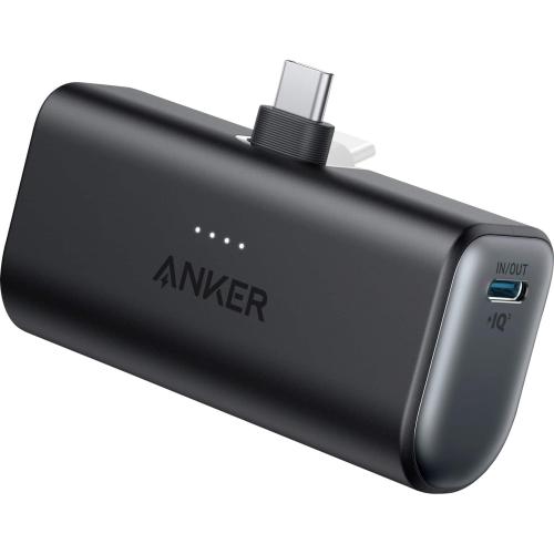 Anker - Nano Power Bank with Built-in Foldable USB-C Connector - Black