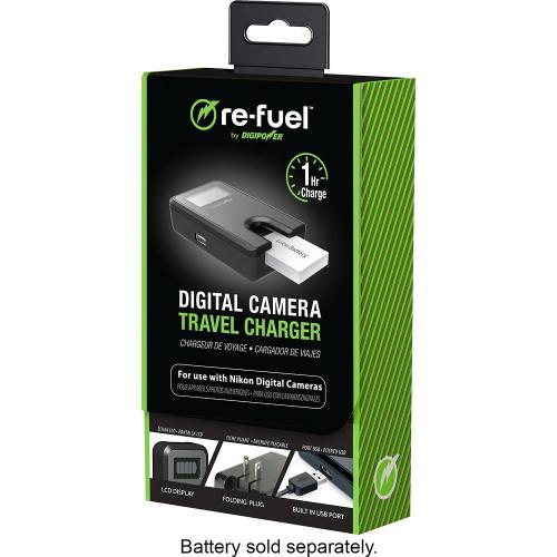 Digipower - Digital camera travel charger for Nikon batteries (EL5, EL8, EL10, EL11, EL12, EL19) - Black