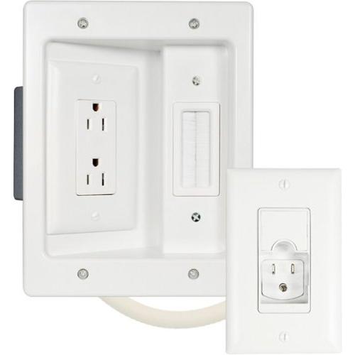 Sanus - In-Wall Cable Concealer Recessed Power Kit for Mounted TVs - White