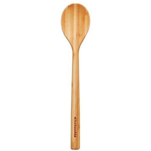 3 Pack KitchenAid Bamboo Solid Spoon: Light Brown Wooden Cooking & Mixing Spoon, 12.8 Length, Hand Wash