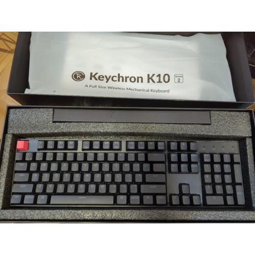 Black Keychron K10 Version 2 Full Size 104 Keys Bluetooth Wireless Mechanical Gaming Keyboard for Mac Windows with Keychron Super Brown Switch White LED Backlight/USB C Wired Computer Keyboard