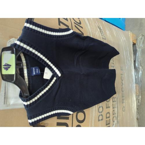 120/62 Baby Toddler Boys Girls Cotton V-Neck Sweater Vest Sleeveless Warm Uniform Pullover Cable Knit Waistcoat School Tops