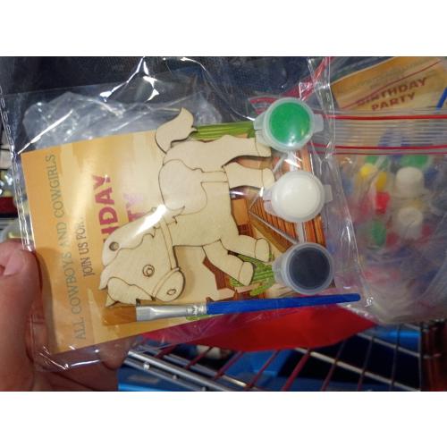 Saypacck 24 Pcs Party Favors Wooden Painting Craft Kits Birthday Party Supplies with Organza Bag for Goodie Bags Fillers Adult Thank You Gifts(Western Cowboy)