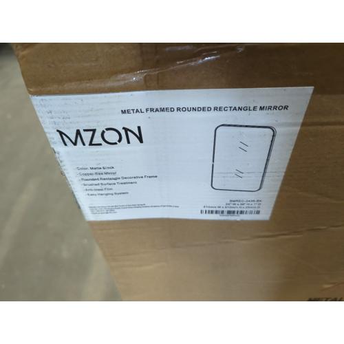 MZON 24x36 Inch Matte Black Bathroom Mirror, Rounded Rectangle Mirror for Living Room or Bathroom, Anti-Rust Frame & Tempered Glass, Horizontal/Vertical Mount - Luxe & Modern Home Decor