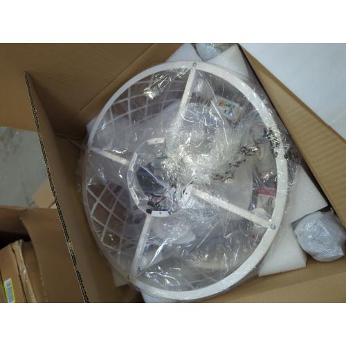 18 Inch Caged Ceiling Fans with Lights, Low Profile Ceiling Fan and Remote/APP Control Fandelier Crystal Fan Light for Bedroom Living Room Dining Room Kitchen Indoor, Including Bulb (Rustic White)