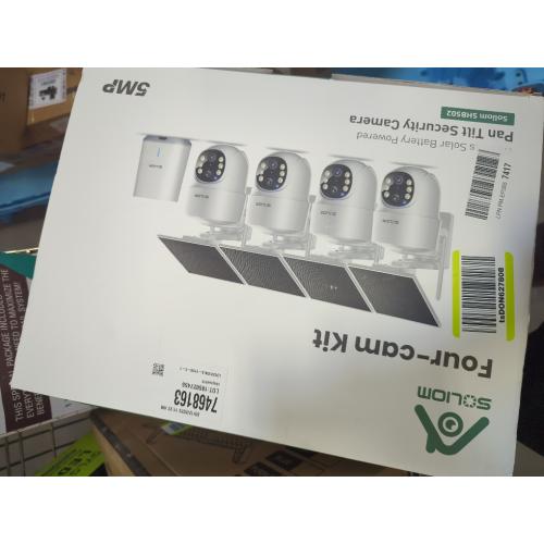 4 SOLIOM- 5MP Security Cameras Wireless Outdoor, No Subscription,4-Cam Pack, Solar Powered Home Security Camera with 360 Auto Tracking, Pan & Tilt, 3K Color Night Vision,5G & 2.4G Router Compatible