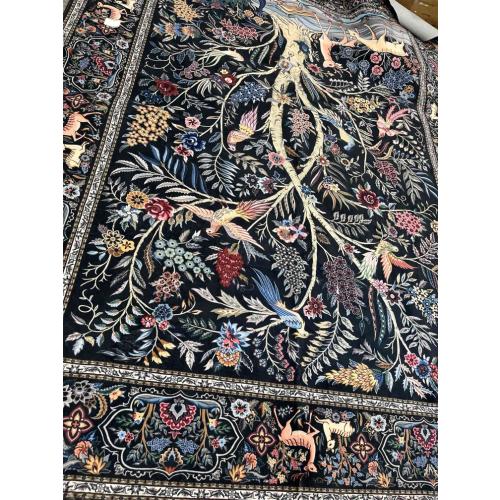 Vibrant Tree of Life-Patterned Vintage Washable Rugs Non Slip Low Pile Small Carpet for Bedroom Bedside Kids Room Office Dining Room, Black