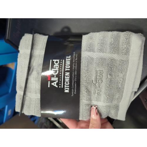All-Clad Solid Kitchen Towel: Highly Absorbent, Super Soft Long Lasting - 100% Cotton, 17x30 Tea Towel for Cleaning & Drying Dishes, Pans, Glassware, or Countertops, (2 Pack), Titanium Gray