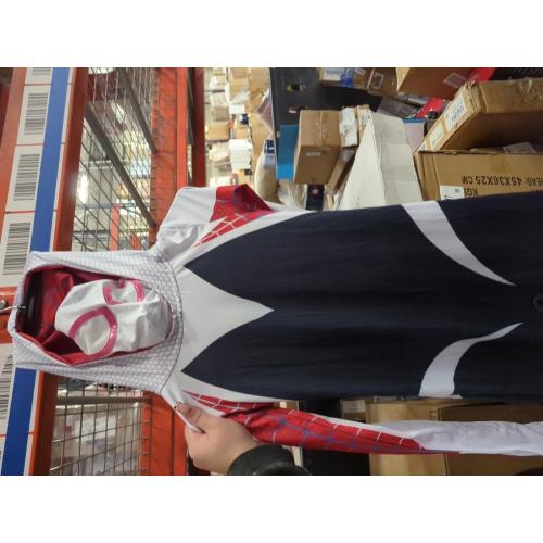 Size M MARVEL Spider-Gwen Official Adult Zentai Halloween Costume - Hooded Spandex Jumpsuit with Printed Design and Pull On Mask