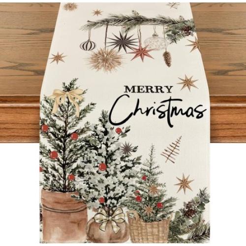 winter christmas Table Runner Cheesecloth Boho Rustic Gauze 120 inch 10FT Cheese Cloth Sheer Runner for Wedding Party Baby Shower Birthday Home Decor Holiday Decorations