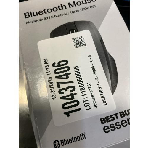 Best Buy Essentials™ - Lightweight Bluetooth Optical Standard Ambidextrous Mouse with 6-Button - Black