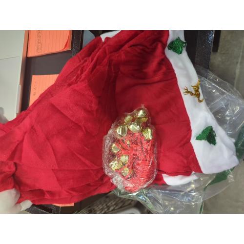 12 Fancy Christmas Santa Hats with 12 Jingle Bell Necklaces Bulk for Christmas Party Favor Photo Booth; One Size Fits All.