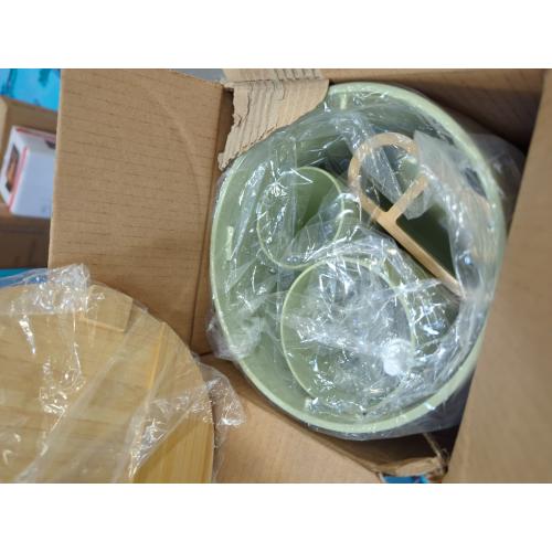 CERBIOR Bathroom Accessories Set 6 Piece Bamboo Bath Ensemble Includes Soap Dispenser, Toothbrush Holder, Toothbrush Cup, Soap Dish for Decorative Countertop and Housewarming Gift, Sriral Green