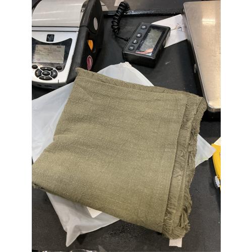 INSPIRED IVORY Decorative Linen Pillow Cover 20x20 Inch - Khaki Green Throw Pillow Cover with Fringe & Invisible Zipper - Soft Solid Cushion Cover for Sofa, Couch, Bed Decor, Single Sham (50x50cm)