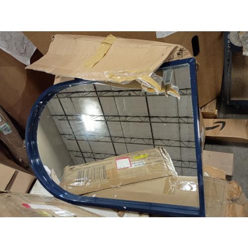 Kate and Laurel Travis Modern Arched Wall Mirror, 20 x 30, Navy Blue, Decorative Arch Bathroom Mirror for Over Sink or for Use as Living Room Wall Decor Accent