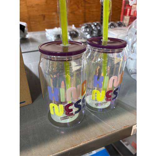 17oz Glass Kindness Straw Tumbler Iridescent - Room Essentials™ - set of 2