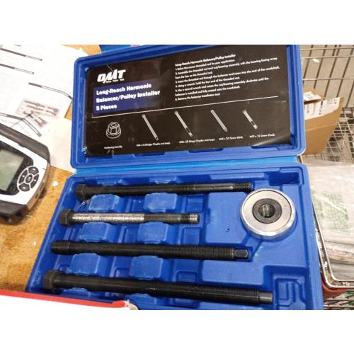 Orion Motor Tech Harmonic Balancer Installer Set, 5pc Long Reach Crank Pulley Underdrive Pulley Damper Installation Tool Kit with 4 Adapters & Nut Bearing