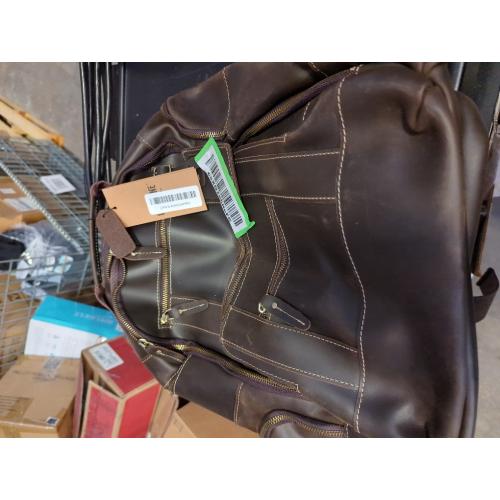 LANNSYNE Vintage Genuine Leather Backpack for men, 15.6 Laptop Backpack Travel Camping 24L Rucksack