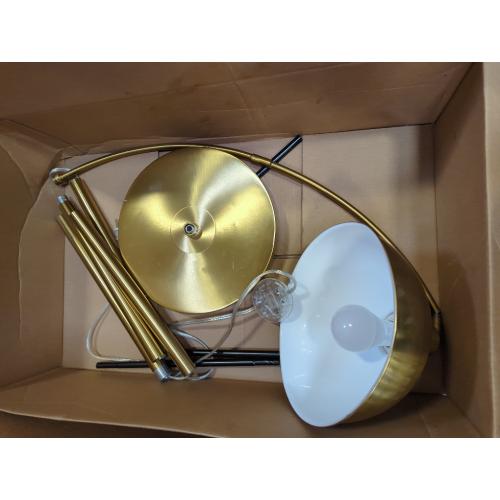 Gold【Upgraded】 Arc Floor Lamps for Living Room - Stepless Dimmable Gold Tall Lamp with Remote Control & Color Temperature 9W LED Bulb, Over Couch Arched Reading Standing Lamp for Bedroom Brass
