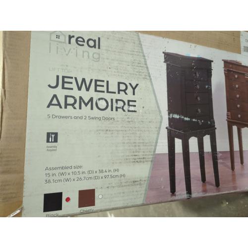Real Living Jewelry Armoire 5 Drawers and 2 Swinging Doors Black