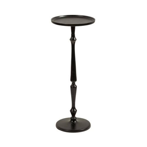 BLACK Small Round Metal Side Table, 24.2 Height Vintage Accent End Table for Living Room, Bedroom, or Patio – Sturdy Iron Pedestal Nightstand for Sofa Corner, Bedside, or Outdoor Use