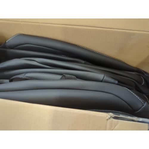 Color Black F150 Seat Covers, Custom Fit Ford 2021-2025 F150 XL XLT STX Super Crew Cab, 2023-2025 F250 F350 F450 XL XLT Crew Cab(NOT for 40/20/40 Bench Front Seat), Full Set, Leather, Black & Grey