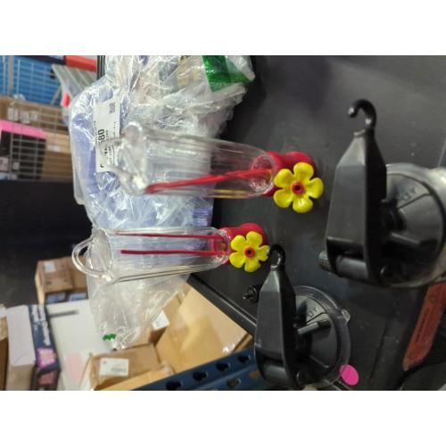 Gray Bunny Window Hummingbird Feeder with Strong Suction Cups Hangers (2 Pack) Small Plastic Humming Birds Feeders for Outside, New Leak-Proof Design, Gifts for Mom, Dad, Bird Lovers