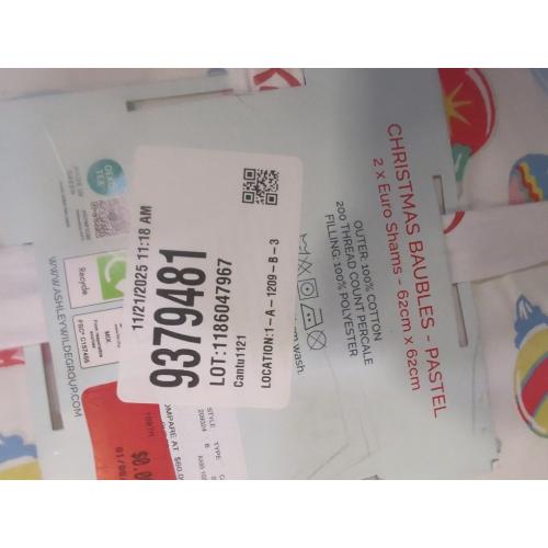 Cath Kidston London 2 Christmas Baubles Pastel Euro Shams