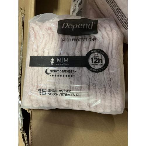 Depend Night Defense Adult Diapers, Incontinence & Postpartum Bladder Leak Underwear for Women, Disposable, Overnight, Medium, Blush, 60 Count (4 Packs of 15), Packaging May Vary