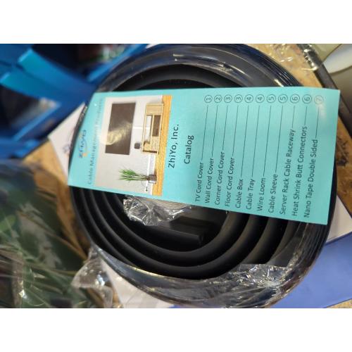 ZhiYo Floor Cord Cover 4ft, Cord Hider Floor Black, Cable Management Cover Prevent Cable Trips, Wire Covers for Electric Power Cords, Wire Protector Cavity W0.47 x H0.28