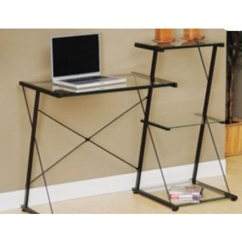 sauder beginnings tiered desk black and clear glass