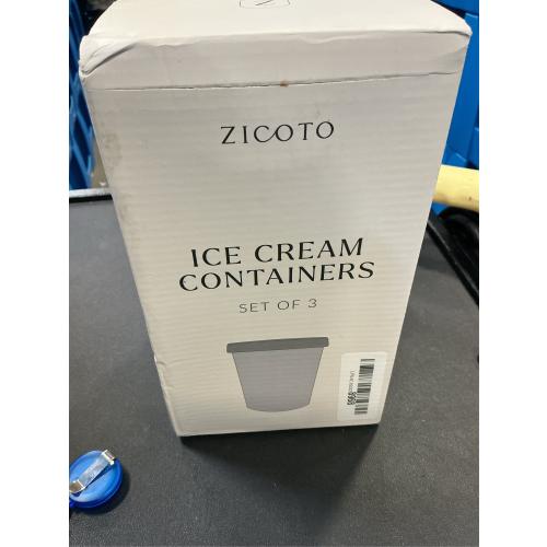 ZICOTO Set of 3 Reusable Ice Cream Containers 1 Quarts ea. - Perfect for Homemade Sorbet, Frozen Yogurt Or Gelato - Stackable Storage Pint Containers, Stickers And Lids Stores Easily In Freezer