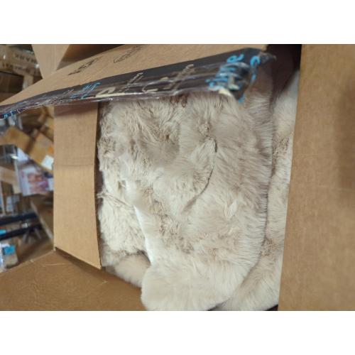 Cozy Bliss Faux Fur Throw Blanket for Couch, Fuzzy Soft Plush Thick Bubble Blanket for Sofa Bedroom Living Room, 50 * 60 Inches Beige