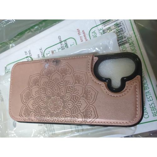 MMHUO for iPhone 17 Case with Card Holder,Flower Magnetic Buttons Protective Wallet Case for Women for iPhone 17 (6.3 Inch),Rose Gold