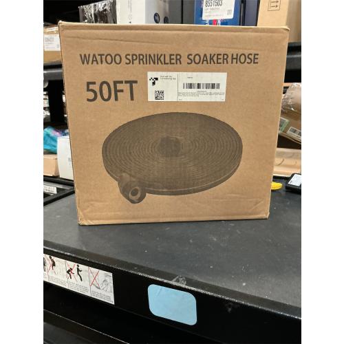 Watoo 2025 Sprinkler Hose & Soaker Hose for Yard - 50 FT Reinforced Flat Garden Hose with Holes, Heavy Duty No-Kink Lawn Irrigation Hose (Includes Stakes, High Pressure Spray)