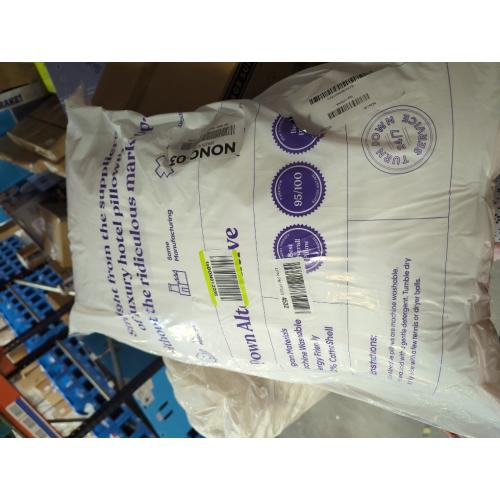 FluffCo Zen Fluff Pillows - Down Alternative - Standard/Queen Bed Pillow for Sleeping Made in USA - Luxury Hotel-Quality Pillow - 100% Cotton, 300 Thread Count (Soft Queen Size 1 Pack)