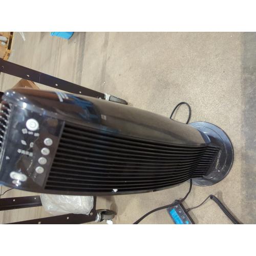 Amazon Basics Oscillating Tower Heater, With Digital Display, Remote Control, Timer, Over-Heat and Tip-Over Protection, Room Temperature Sensor, 2 Heat Settings, 1500W, Black, 8.6D x 8.6W x 23H