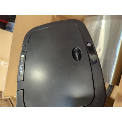 Ninestars Automatic Touchless Infrared Motion Sensor Trash Can, Stainless Steel Base (Rectangular, Black Lid), Black Trim