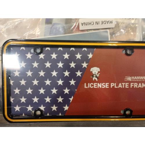1pcs Heavy Duty Metal License Plate Frame, Made of Zinc Alloy with 4 Holes License Plate Holder Never Rust and Unbreakable, with Mounting Hardware Kit, Screws Caps (BLK-Yellow)
