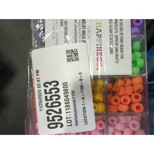 Giant Crayon Bead Box, Pony Beads with Smooth Surface Craft Assortment Colors (6x 9mm/18colors/1800 beads)