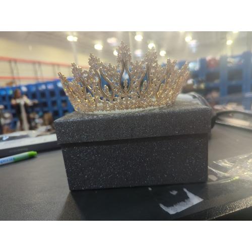 Luxury Wedding Tiaras for Bride Cubic Zirconia Big Tall Crown Quinceanera Crystal Headband for Women CZ Pageant Birthday Prom Party Headpiece Bridal Hair Accessories Gold