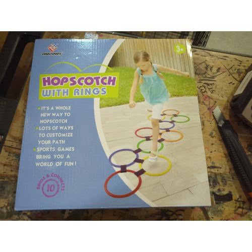 Woanger 2 Sets of Hopscotch Outdoor Squares 20 Pcs Hopscotch Ring Game with 30 Pcs Connectors Outdoor Indoor Obstacle Course for Kids Playground Agility Training