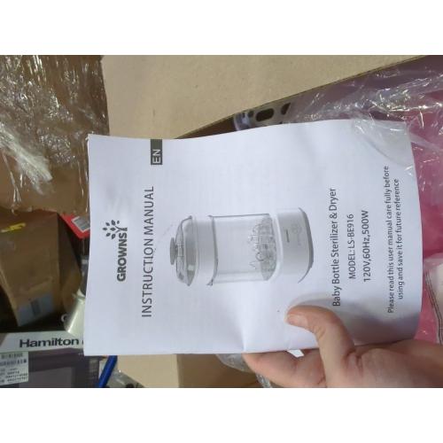 GROWNSY Bottle Sterilizer and Dryer, Compact Electric Steam Baby Bottle Sterilizer (Esterilizador de Biberones), Bottle Sanitizer for Baby Bottles, Pacifiers, Pump Parts