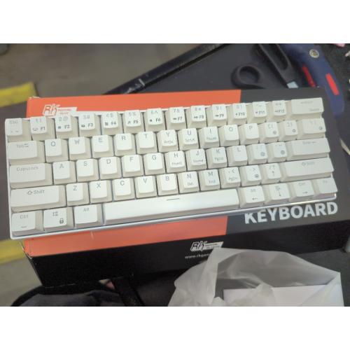 RK ROYAL KLUDGE RK61 Wired 60% Mechanical Gaming Keyboard Programmable QMK/VIA RGB Backlit 61 Keys Ultra-Compact Hot Swappable Red Switch White